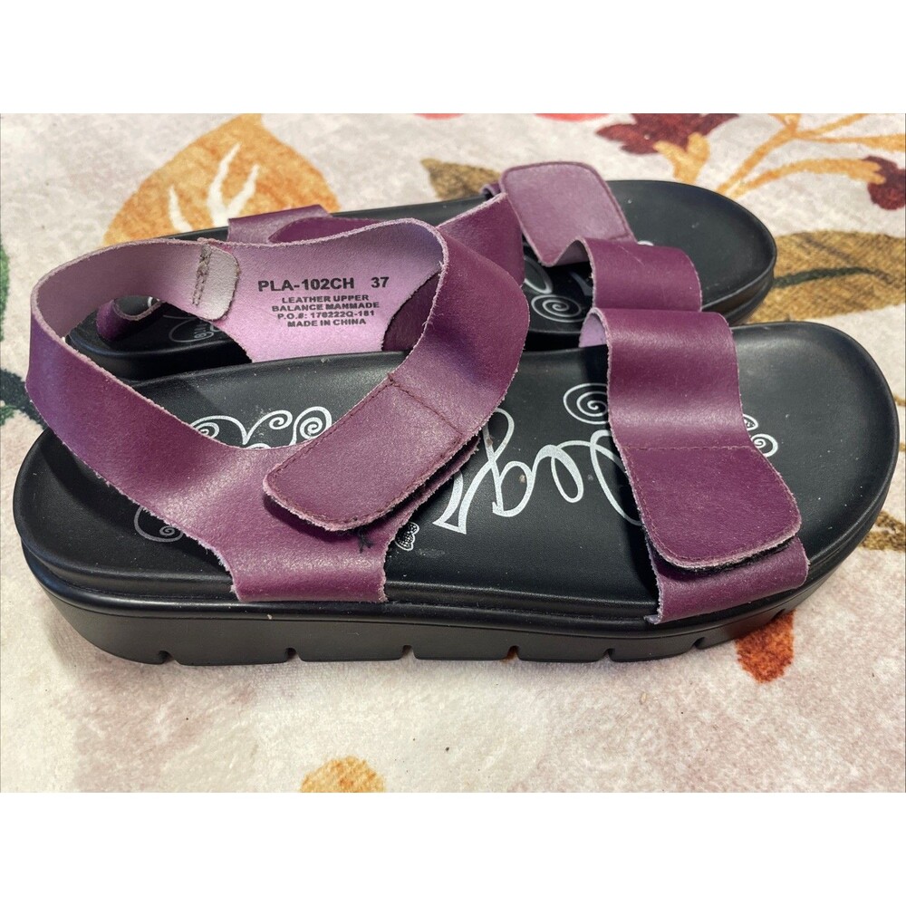 Alegria Playa Purple Nappa Leather Comfort Ankle Wrap Sandals 37 EU 7 US